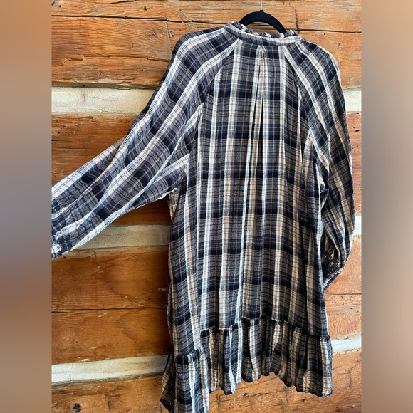 Free People | Red Moon Oversized Pleated plaid Dress with Pockets xs-med - Picture 7 of 10